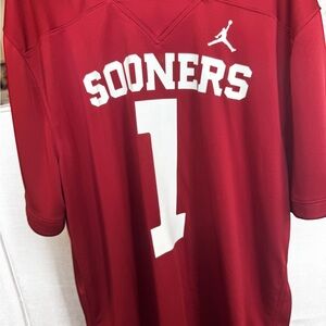 Jordan Red Sooners Jersey with Number 1
